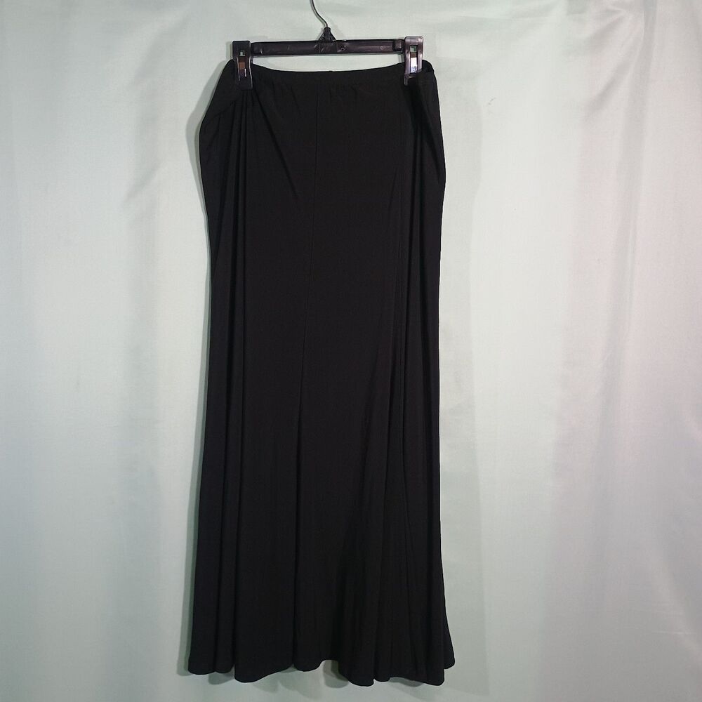 Women’s Black Maxi Skirt Long A-Line Pull-On Stretch Flowy Career Casual Skirt